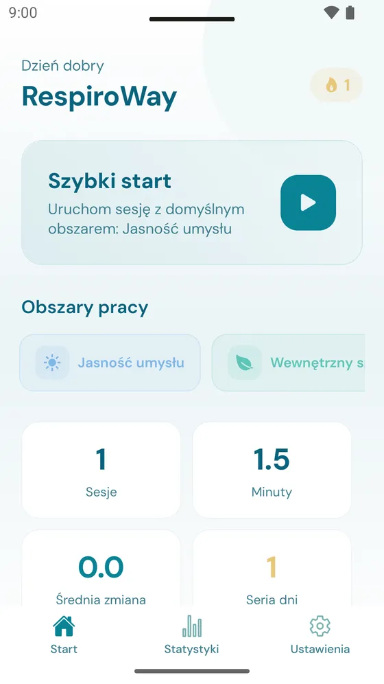Ekran główny polskiej aplikacji RespiroWay na Androidzie