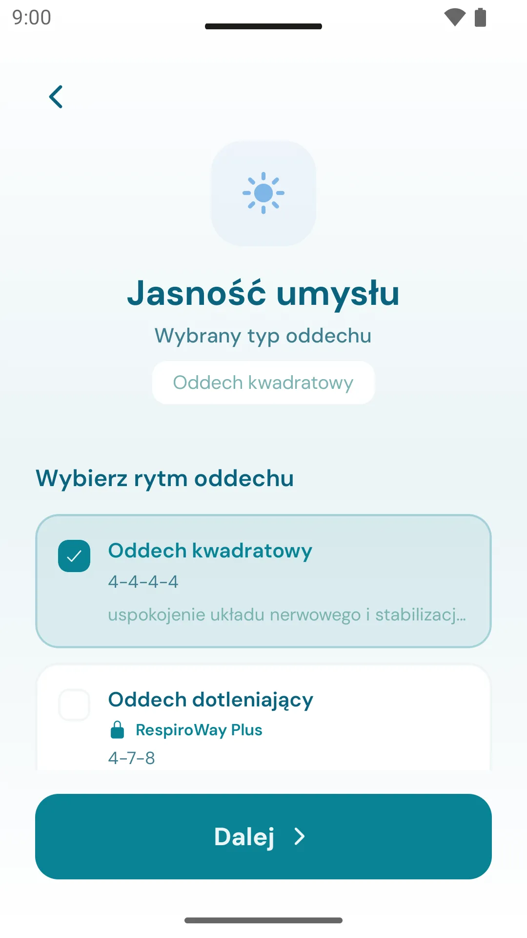 RespiroWay: wybór techniki oddechowej