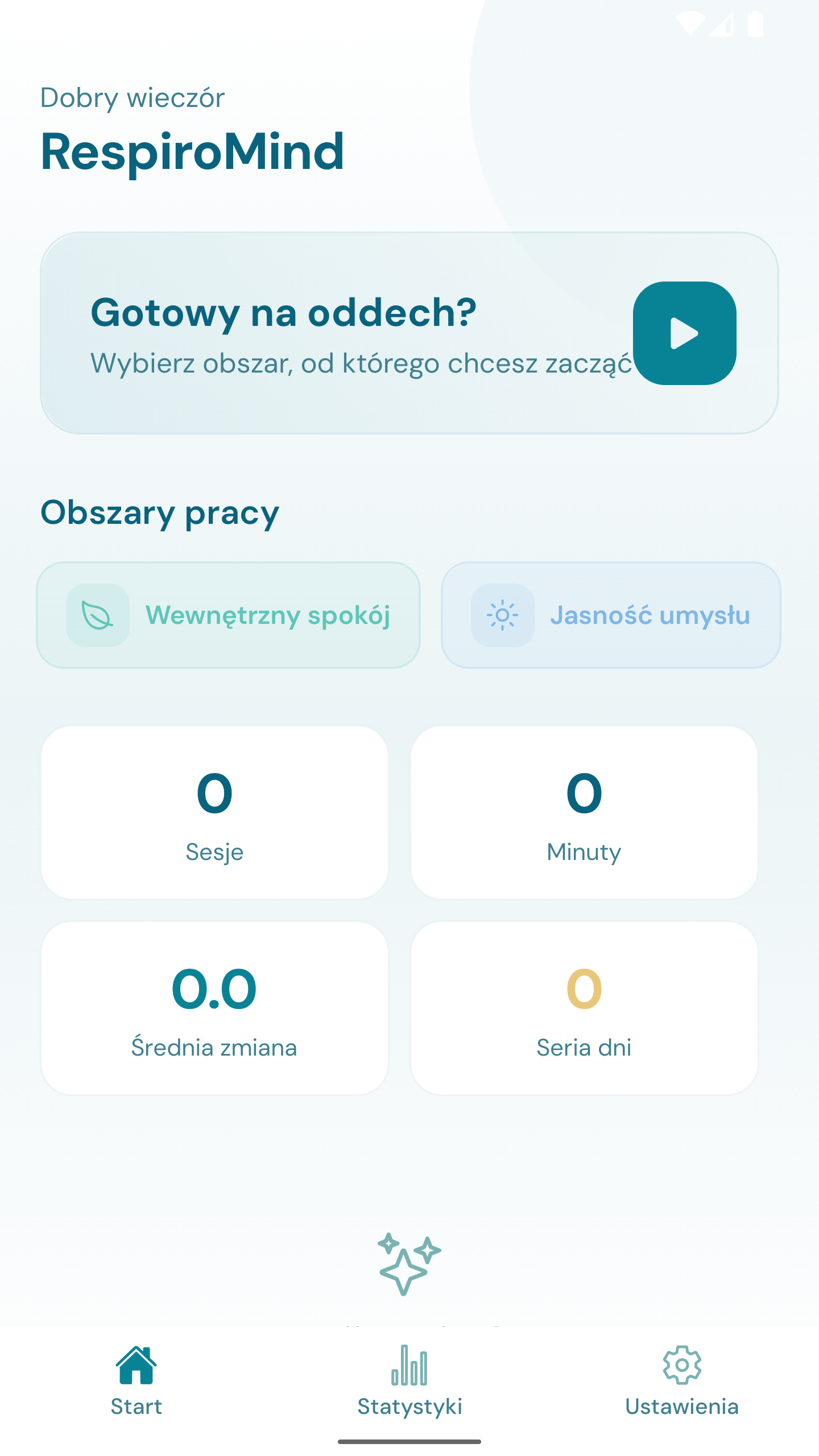 Podgląd interfejsu aplikacji RespiroWay